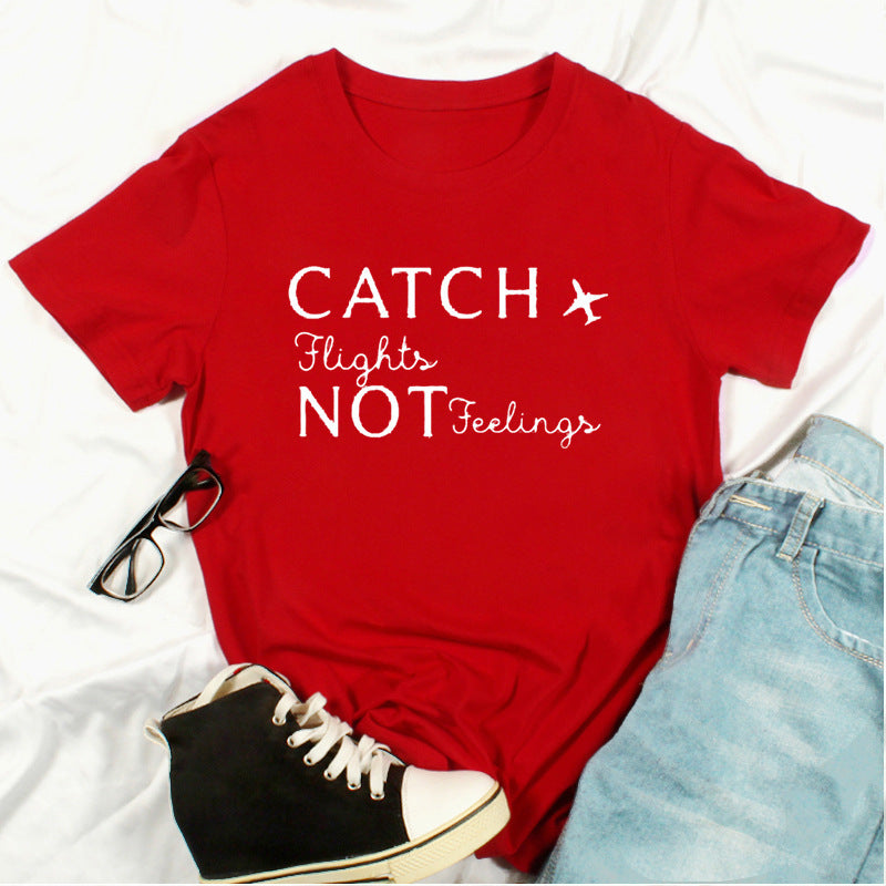 Letter Print Casual Short-sleeved T-shirt