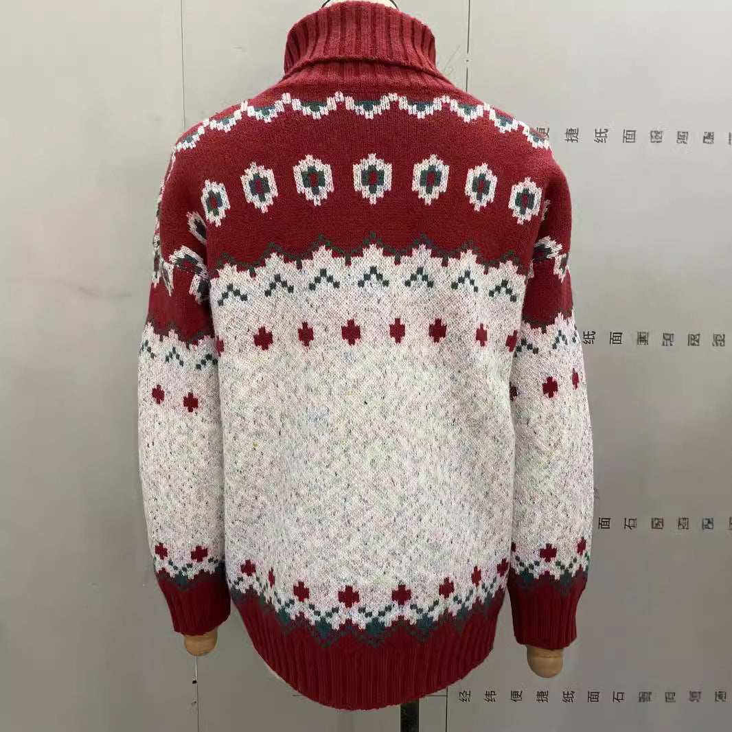 Turtleneck Knitted Sweater Christmas Loose Long Sleeve