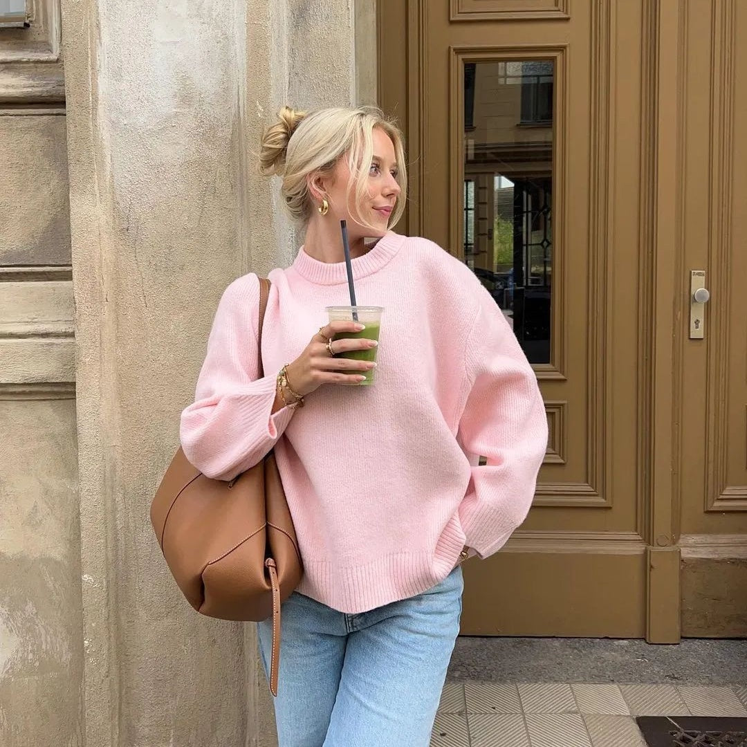 Sweet Crew Neck Pullover Sweater Winter Fashion
