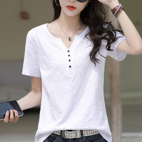 Women's Cotton Short-sleeved T-shirt Loose Bottoming Shirt