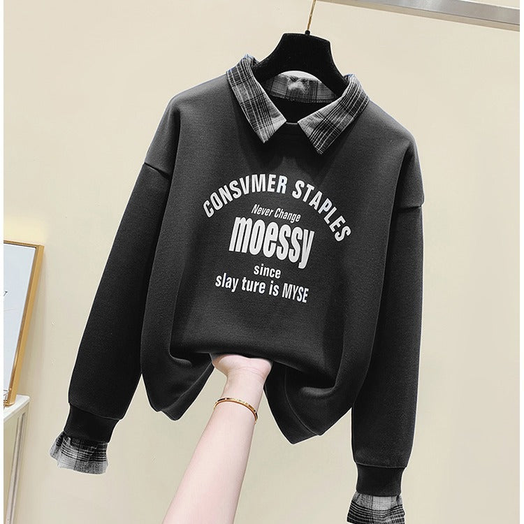 Fake Two-piece Long-sleeved Sweater Fashion Casual Temperament