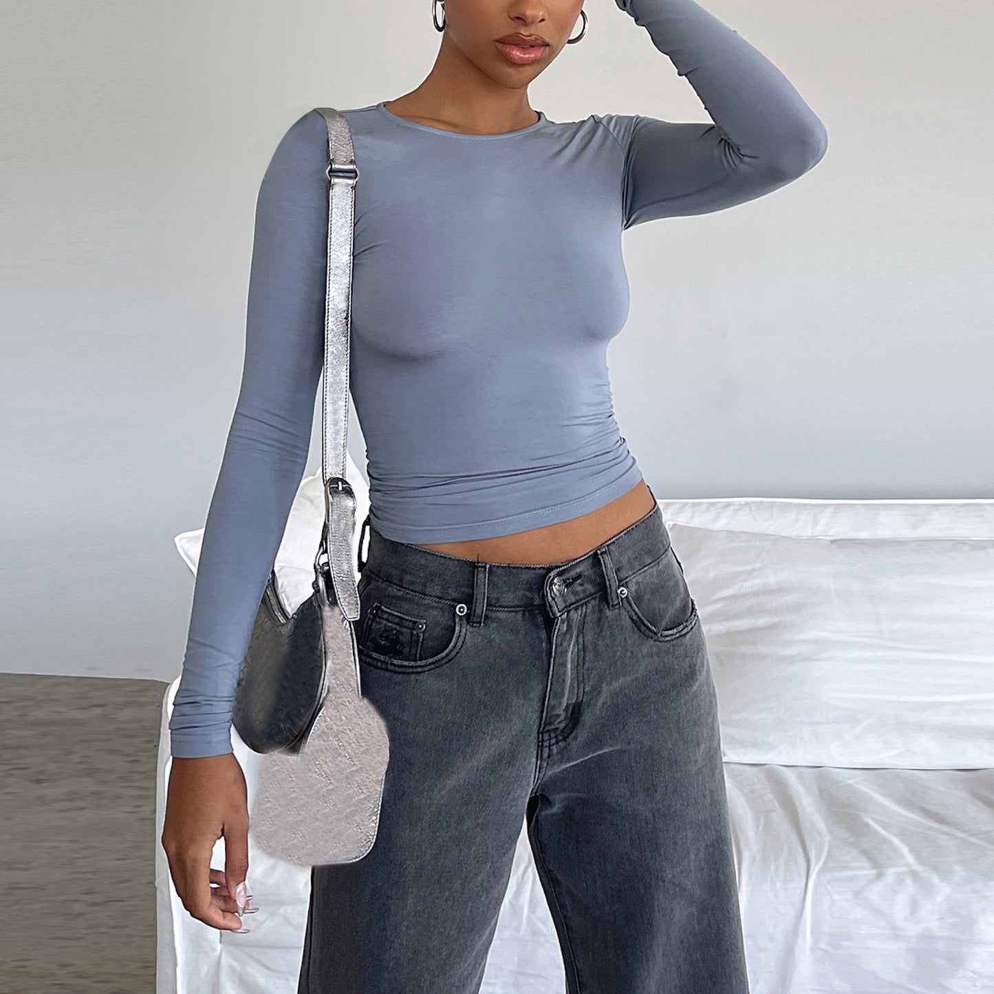 Women's Clothing Fashion Slim Long-sleeved Pullovers Tops