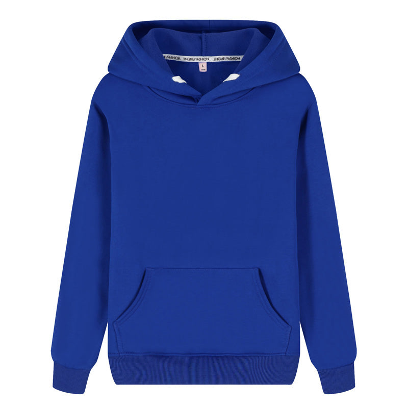 Non-Fleece Solid Color Hooded Pullover Sweater