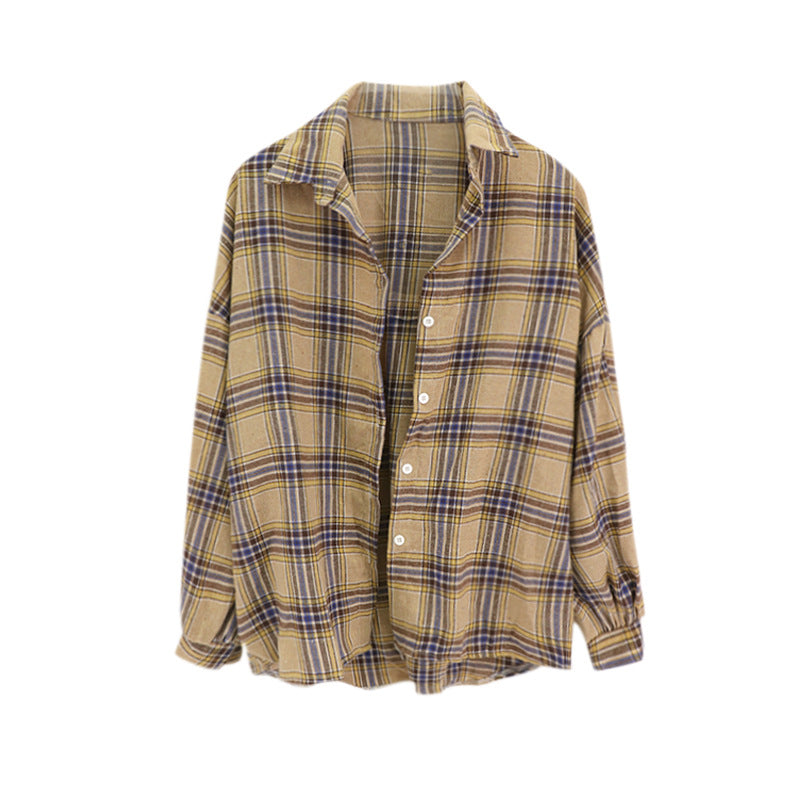 Plaid jacket women long sleeve shirt