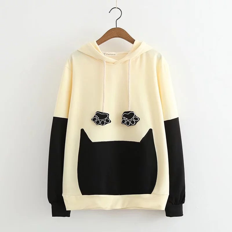 Hooded long-sleeved soft girl sweater