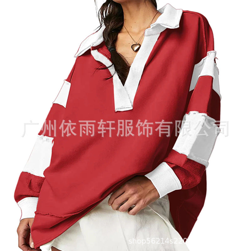 Loose V-neck Casual Long Sleeve Pullover Sweater