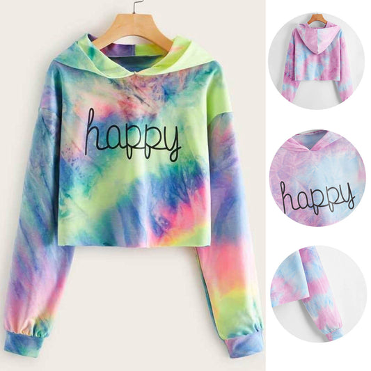 Hoodies Women Rainbow Tie Dye Print Women's