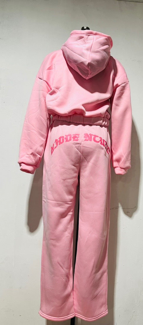 Ins Letter Sports Suit Zip-up Hooded Cropped Sweatshirt