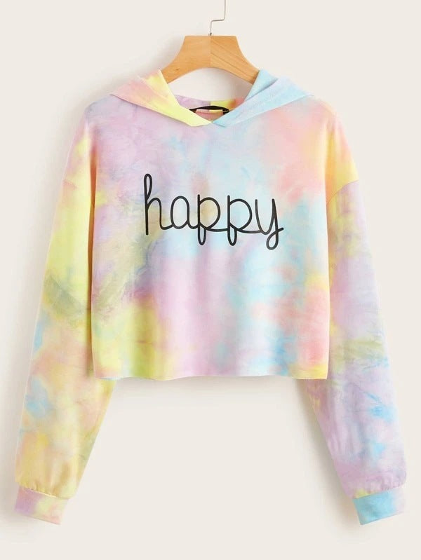 Hoodies Women Rainbow Tie Dye Print Women's