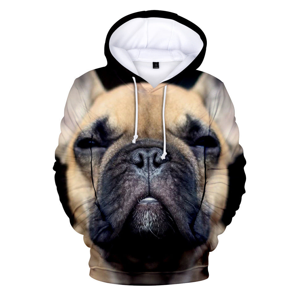 French bulldog peripheral series casual loose hooded sweater