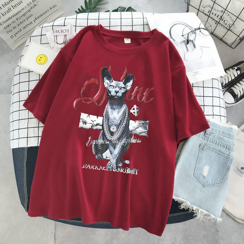 Kitten Pattern Women's T-Shirt Short Sleeve Top