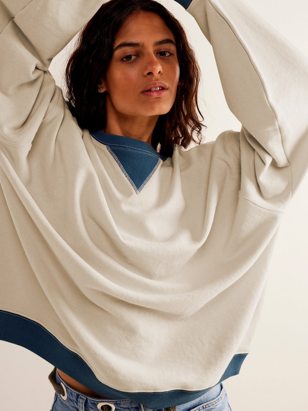 Fashion Color-matching Pullover Sweatshirt Street Casual
