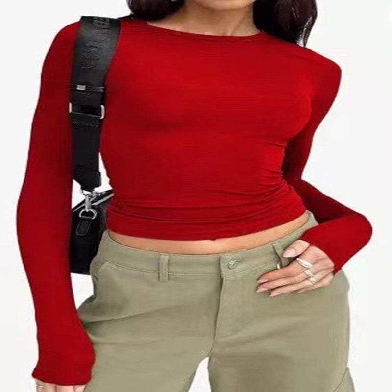 Women's Clothing Fashion Slim Long-sleeved Pullovers Tops