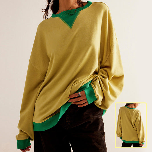 Fashion Color-matching Pullover Sweatshirt Street Casual