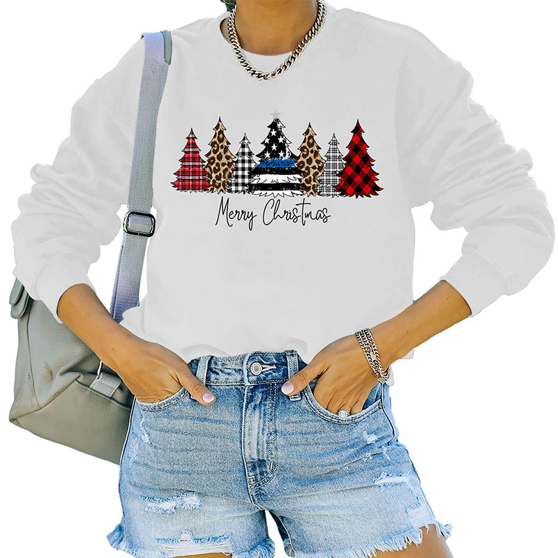 Round Neck Loose Long Sleeve Christmas Series Printing