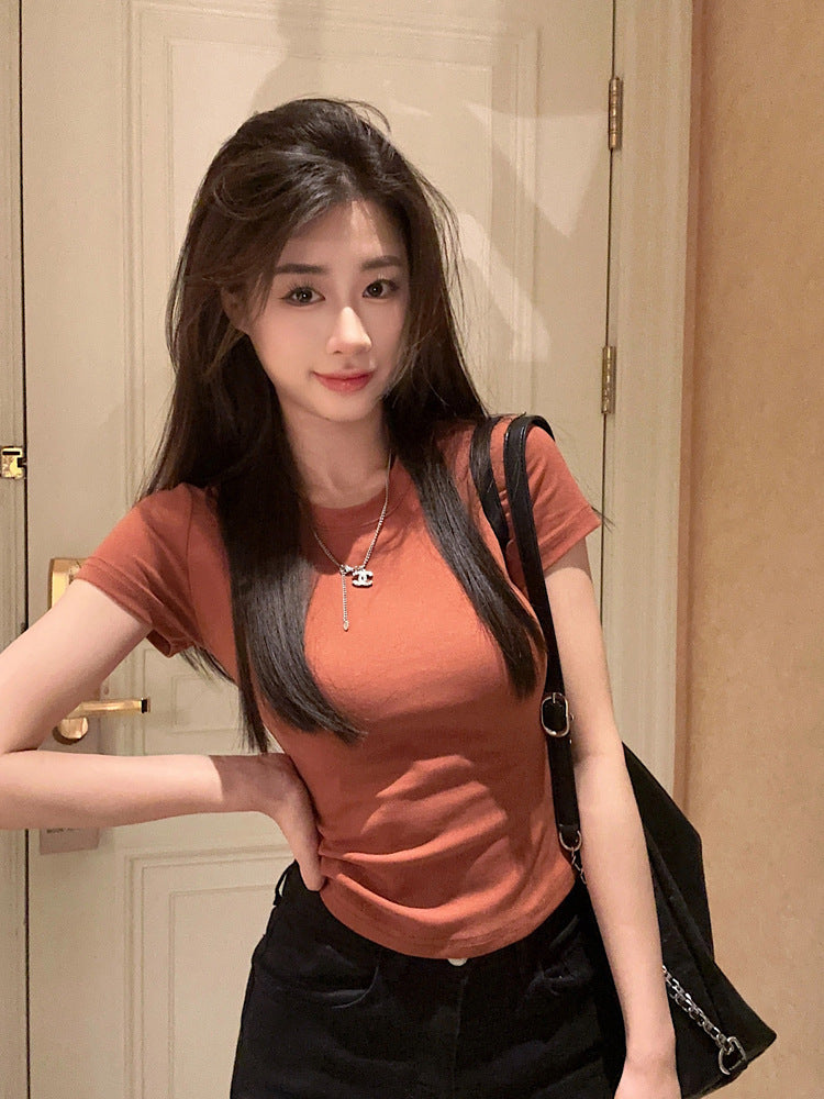 Short-sleeved Bottoming Shirt Inner Wear T-shirt Women's Short Tight Top