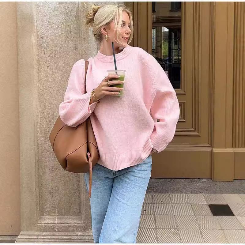 Sweet Crew Neck Pullover Sweater Winter Fashion
