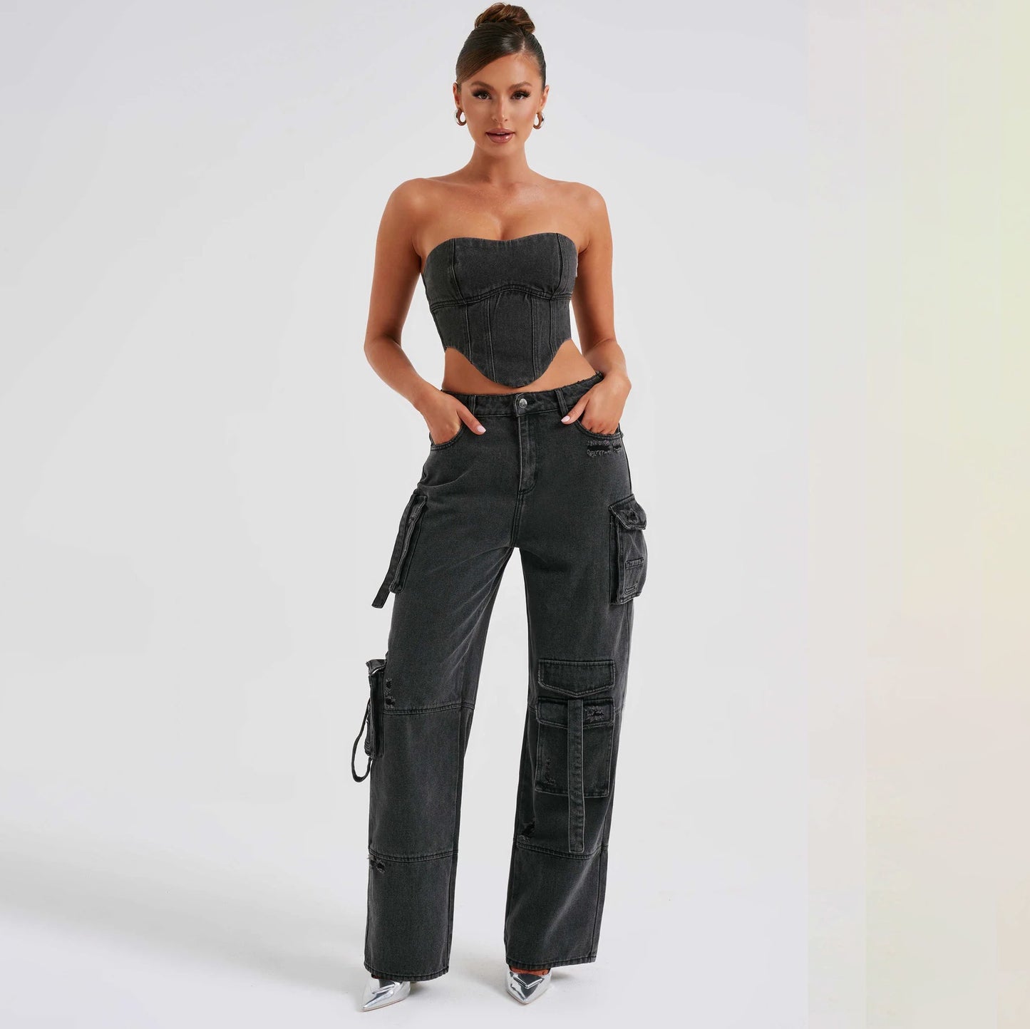 Women's Suit Low Waist Three-dimensional Tube Top