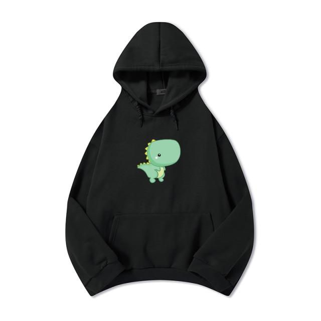 Digital Creative Printing Casual Loose Men's Hooded Sweater Dinosaur Pattern