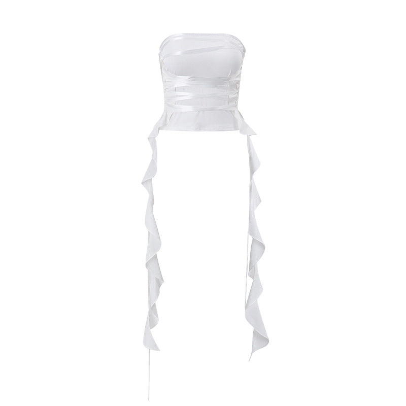 Fashion Lace-up Tube Top Sexy Slim Hot Girl Vest