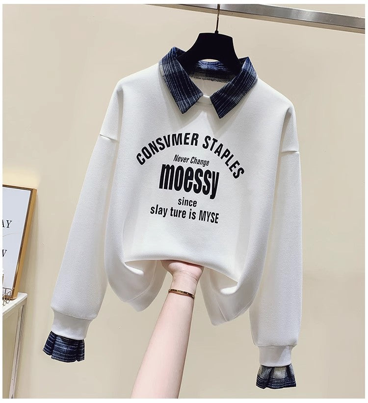 Fake Two-piece Long-sleeved Sweater Fashion Casual Temperament