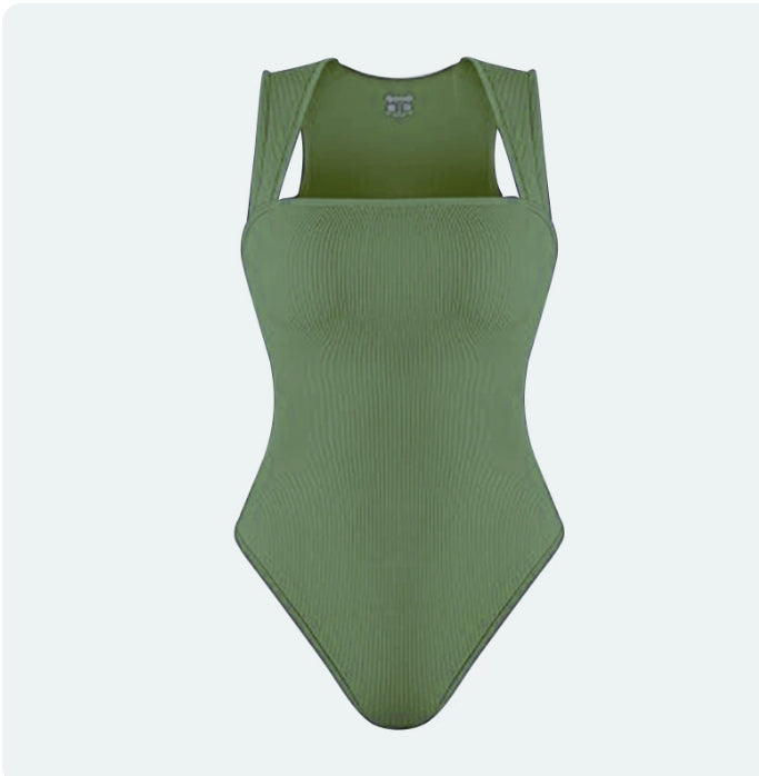 Thread Square Neck Jumpsuit Sleeveless Slim Fit