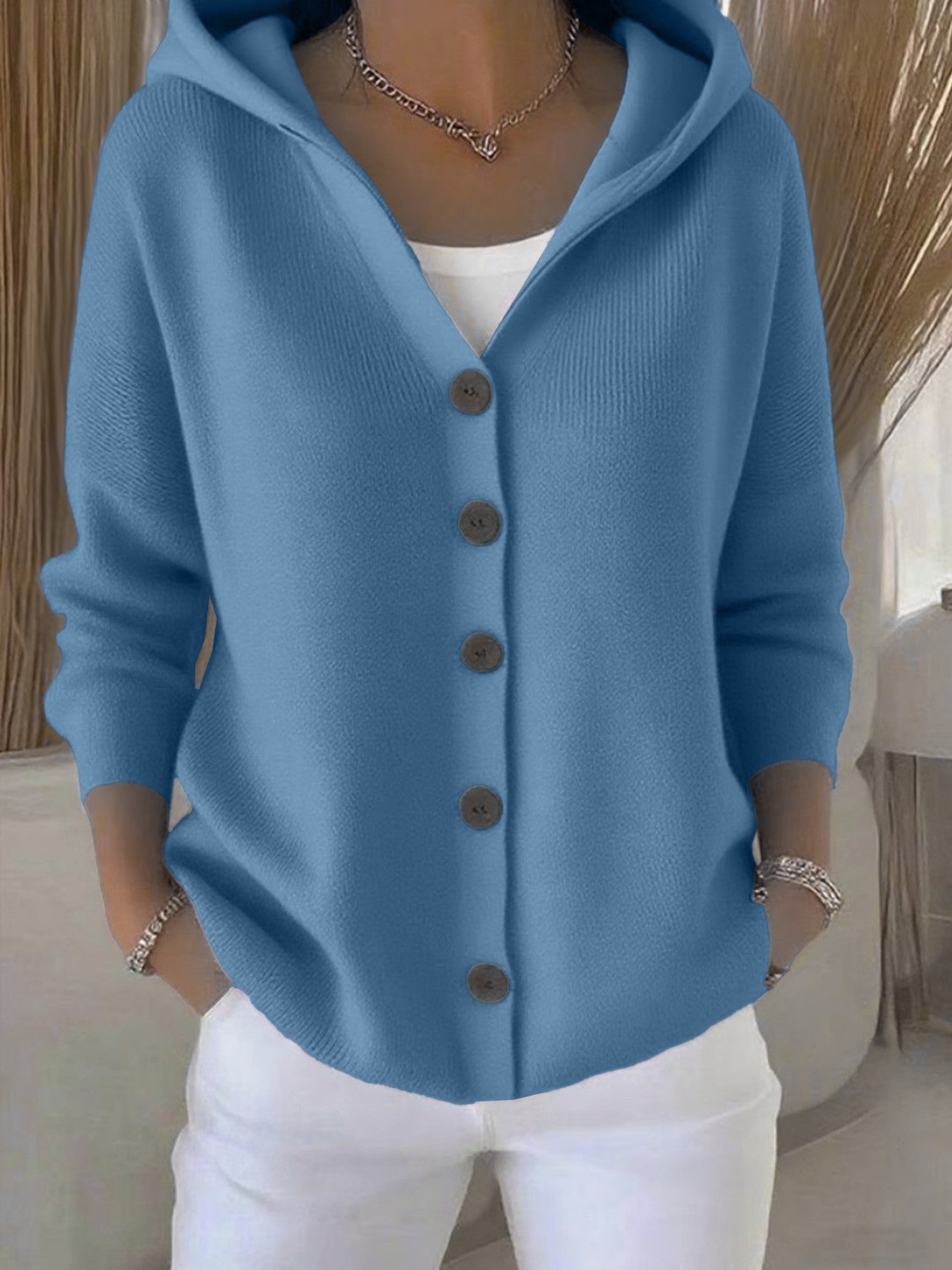 Ins Button Hooded Sweater Fashion Autumn And Winter Knitted