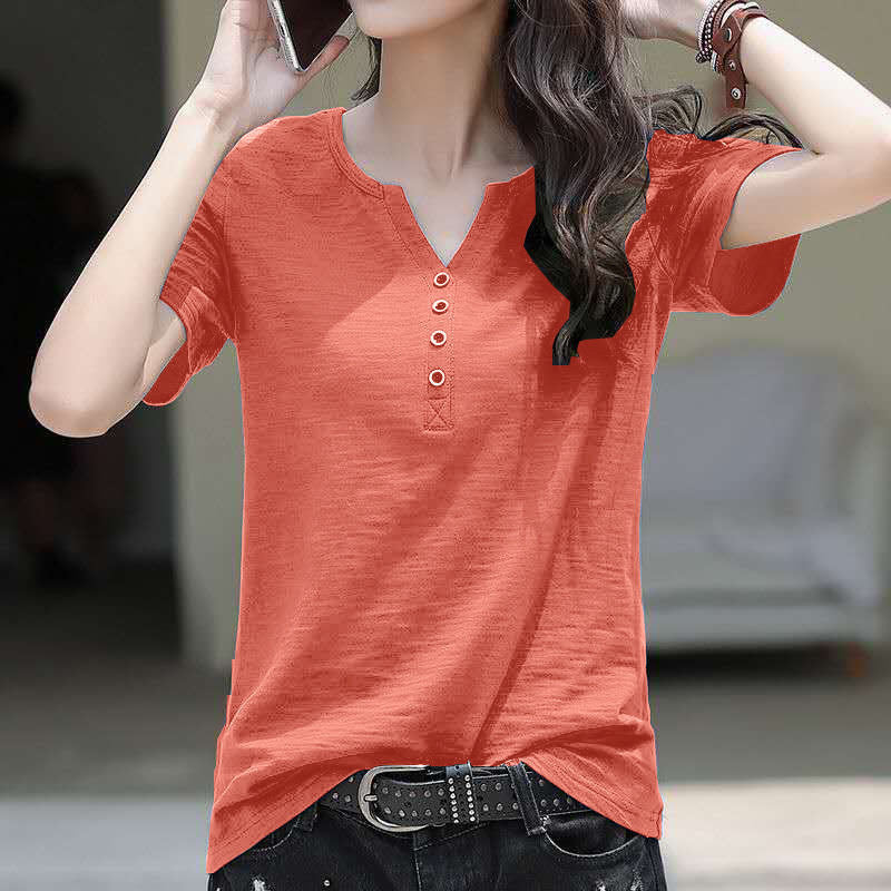 Women's Cotton Short-sleeved T-shirt Loose Bottoming Shirt