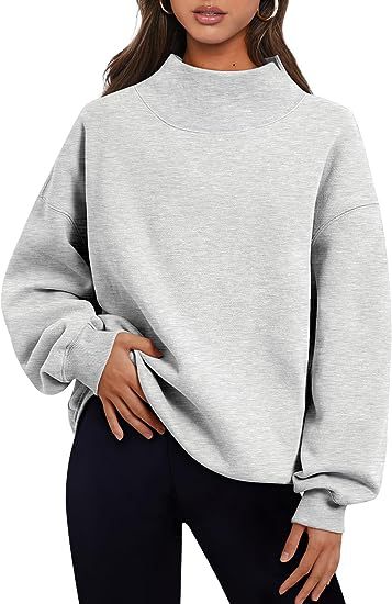 Pullover Sweatshirt Solid Color Loose Tops Round Neck Hoodie