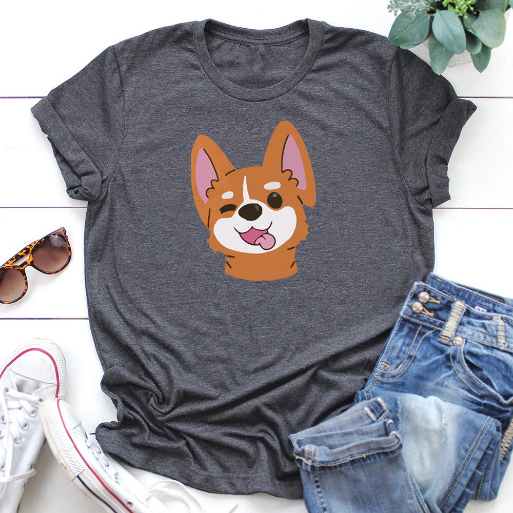 Animal Dog Print Short-sleeved T-shirt