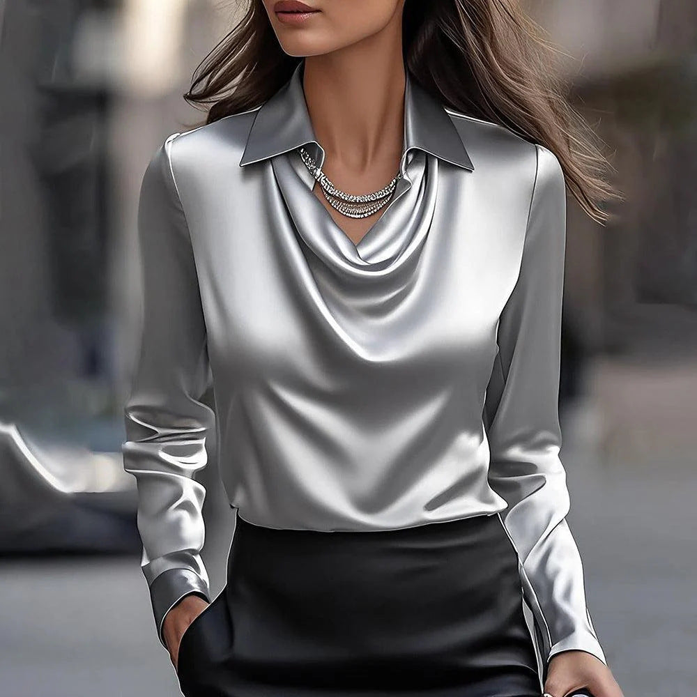 Women's Swing Collar Draped Shirts & Blouses Elegant