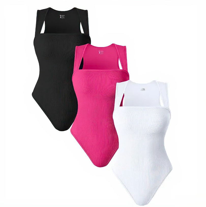 Thread Square Neck Jumpsuit Sleeveless Slim Fit
