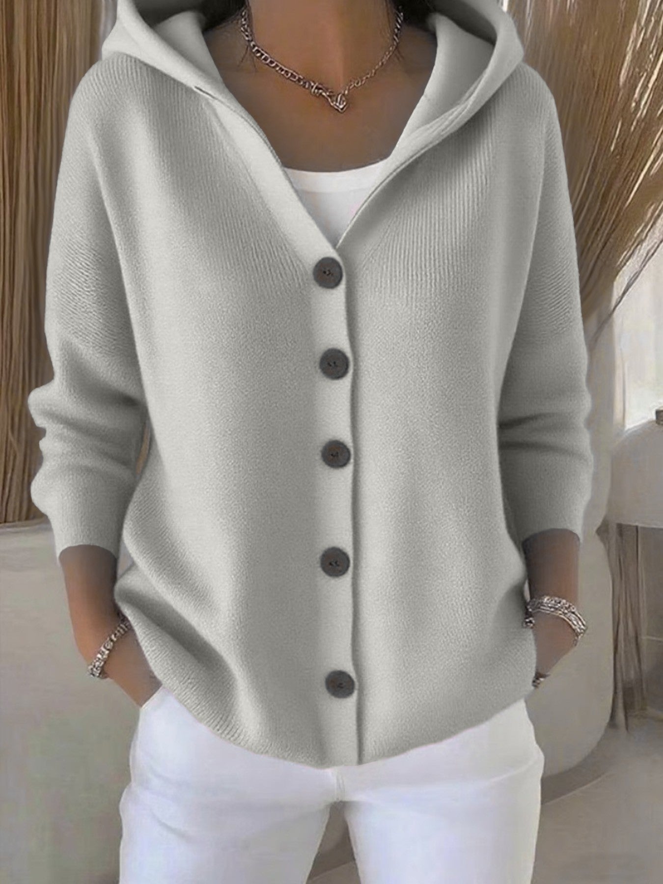 Ins Button Hooded Sweater Fashion Autumn And Winter Knitted