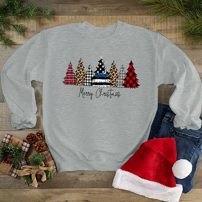 Round Neck Loose Long Sleeve Christmas Series Printing