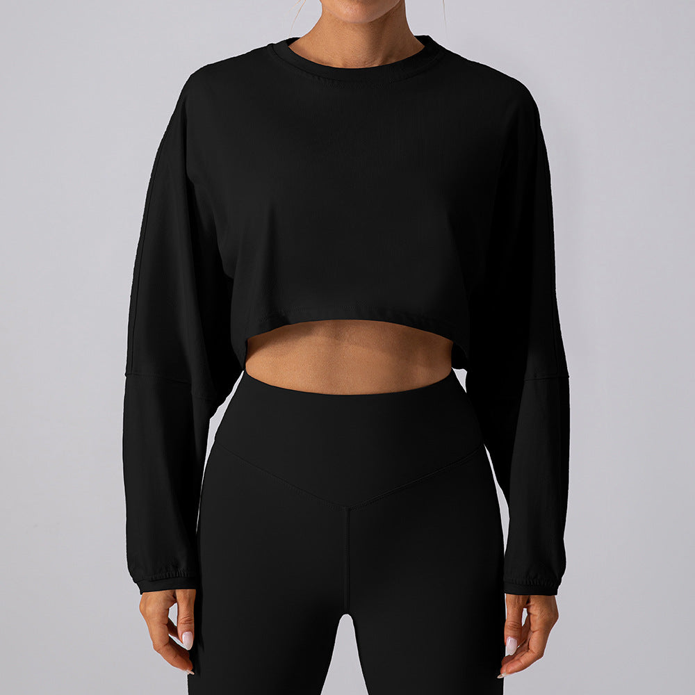 Round Neck Sweater T-shirt Short Sports Yoga Run Long Sleeve Top