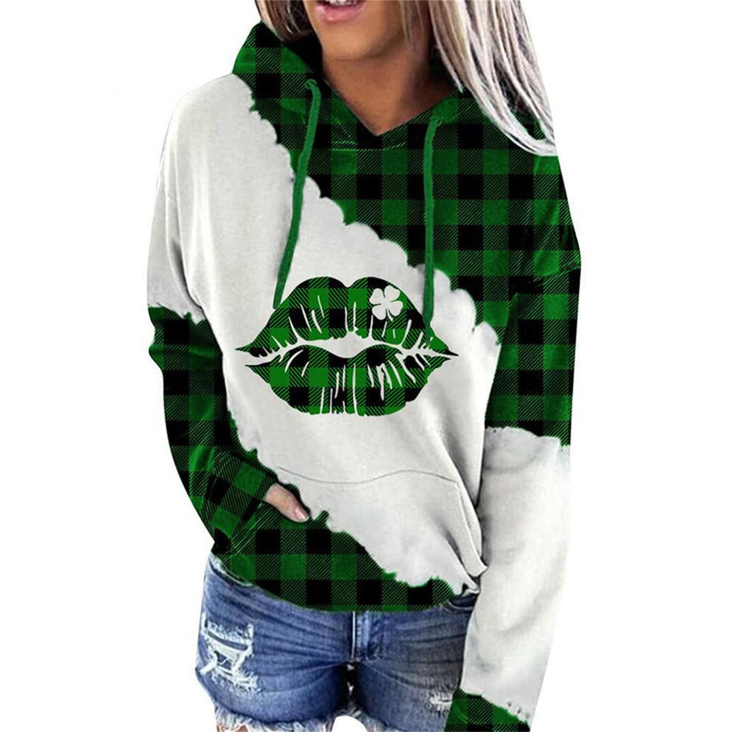 Women Sweatshirts Lucky Grass Print Streetwear