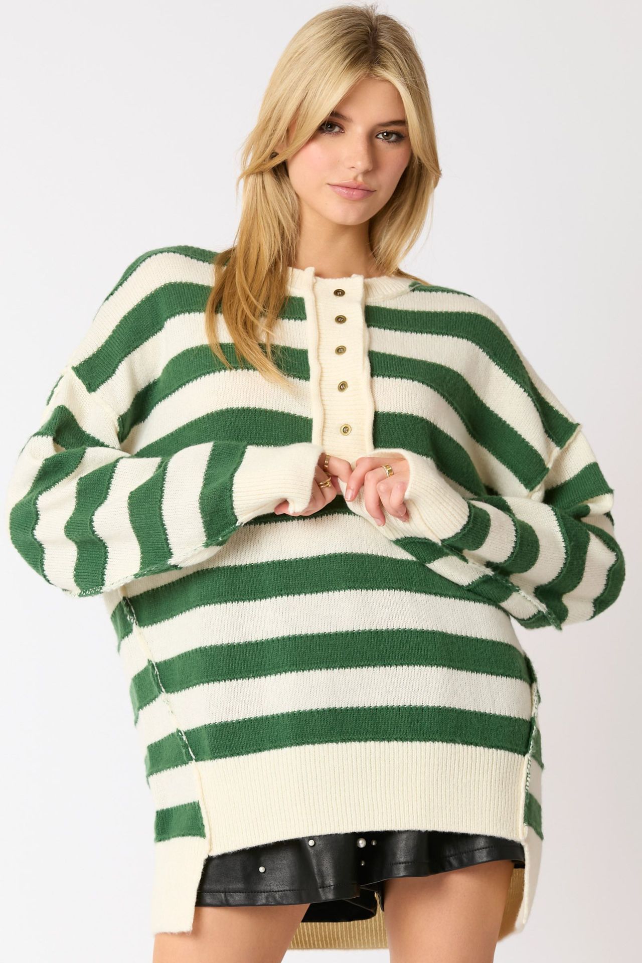 Loose Multicolor Knitted Sweater Long Sleeve Top