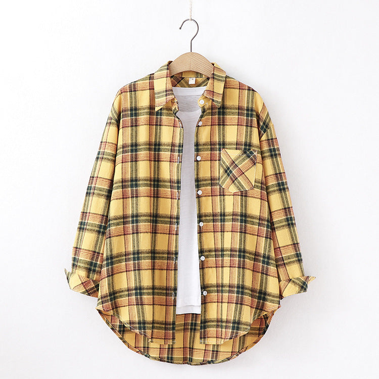 New Brand Plaid Shirt Women Loose Plus Size Blouse Female