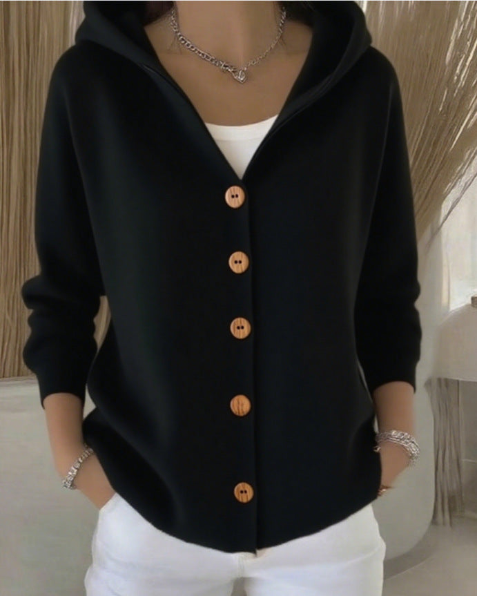 Ins Button Hooded Sweater Fashion Autumn And Winter Knitted