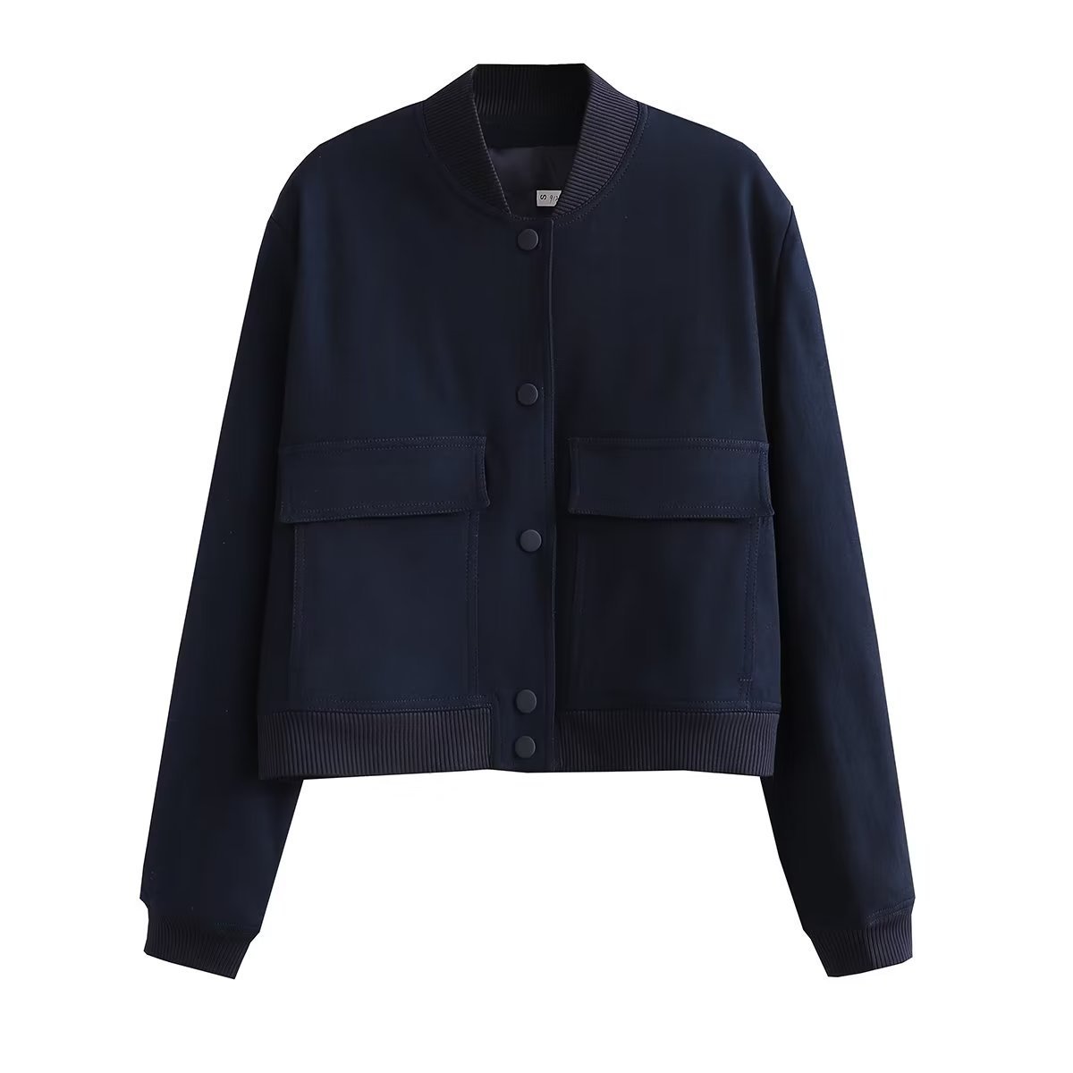 Casual Single-breasted Stand Collar Short Jacket With Pockets