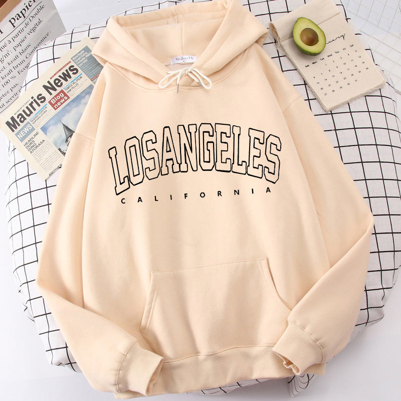 Men's And Women's Fashion Solid Color Letter Print Sports Hooded Sweatshirt