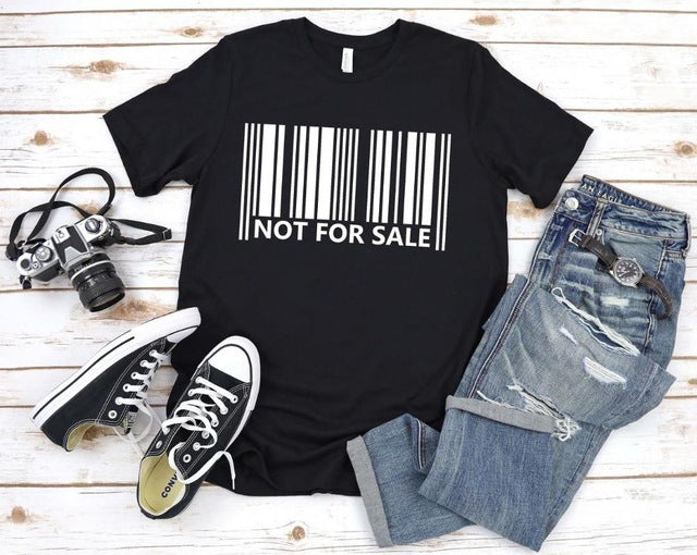 Barcode Printed Short-sleeved T-shirt