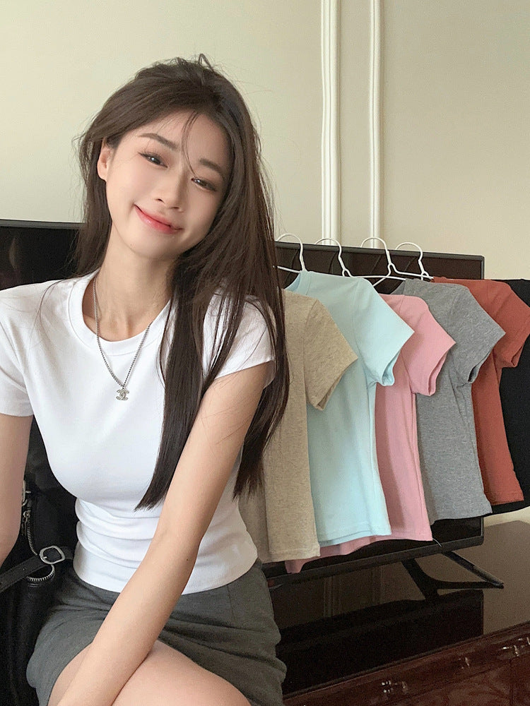 Short-sleeved Bottoming Shirt Inner Wear T-shirt Women's Short Tight Top