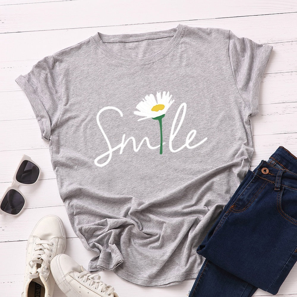 Creative Smile Printed T-shirt Short Sleeves