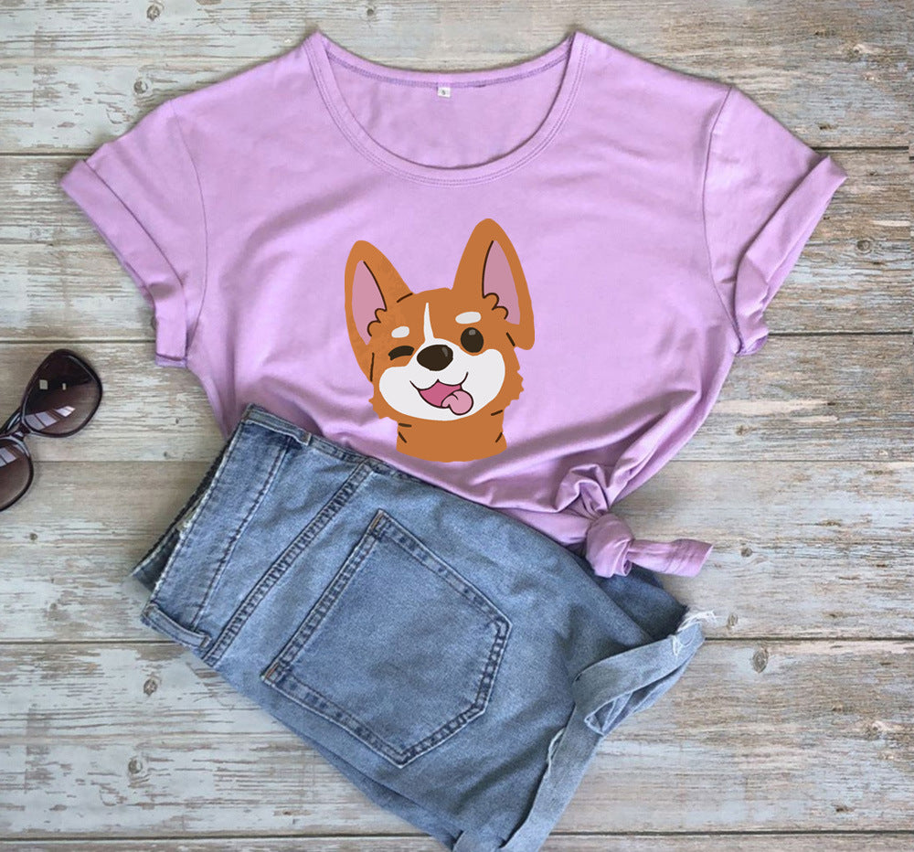 Animal Dog Print Short-sleeved T-shirt