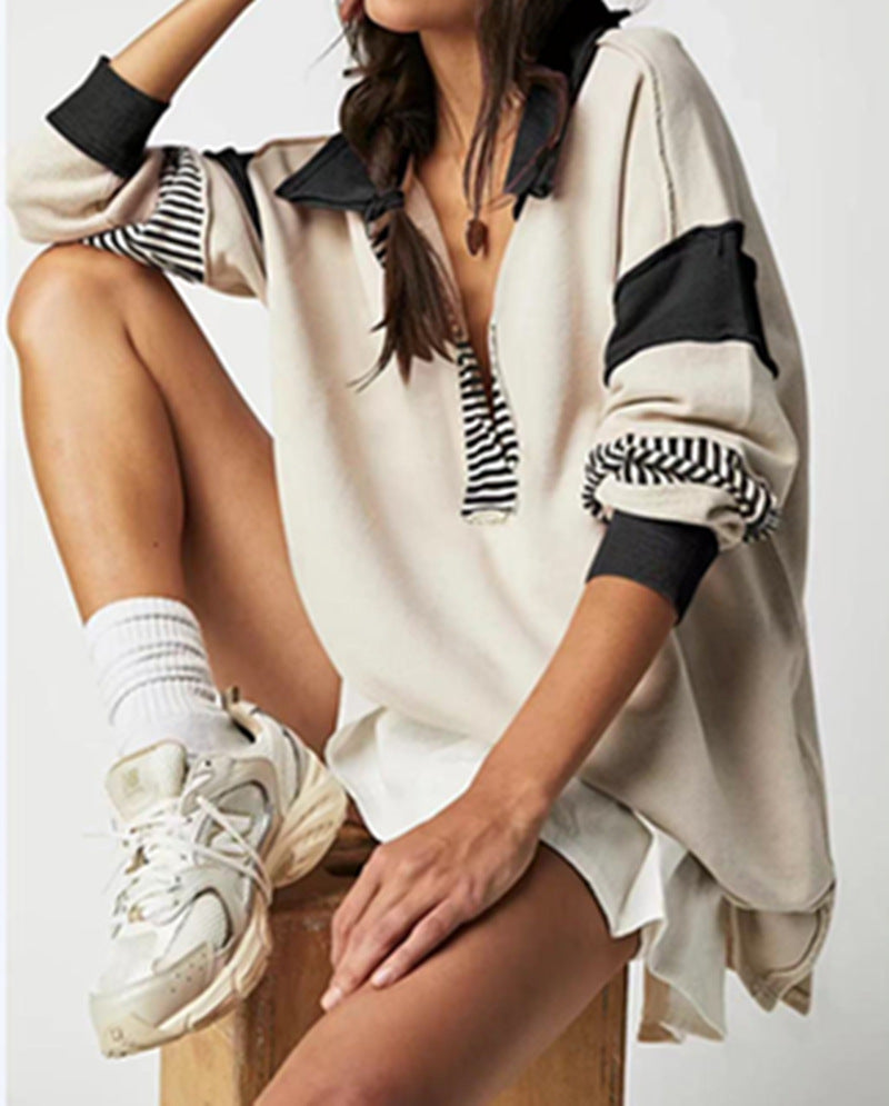 Loose V-neck Casual Long Sleeve Pullover Sweater