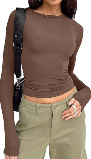 Women's Clothing Fashion Slim Long-sleeved Pullovers Tops