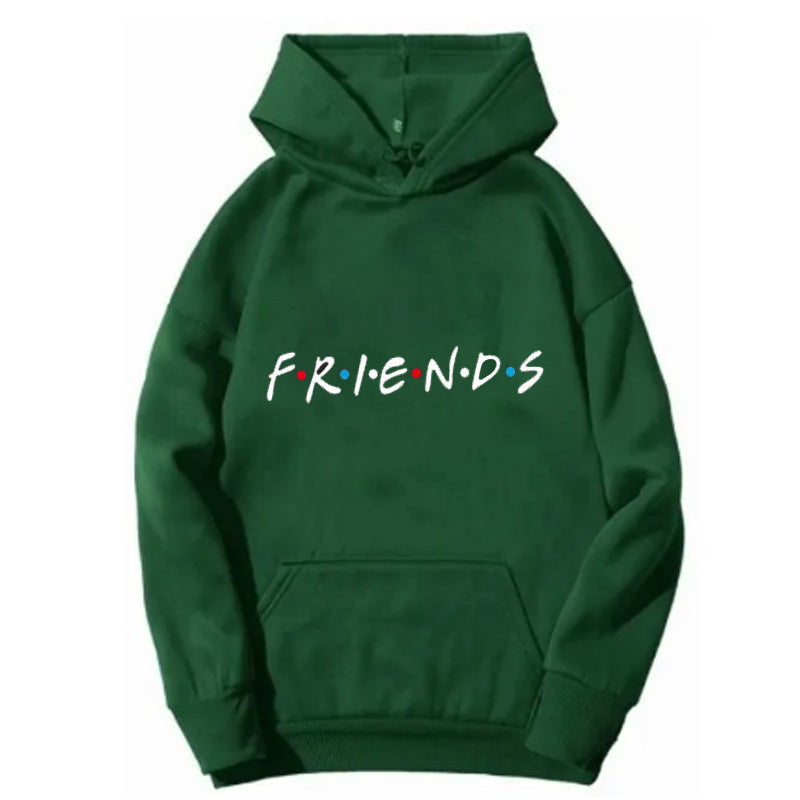 Women's Letter Friend Print Long Sleeve Hooded Sweatshirt