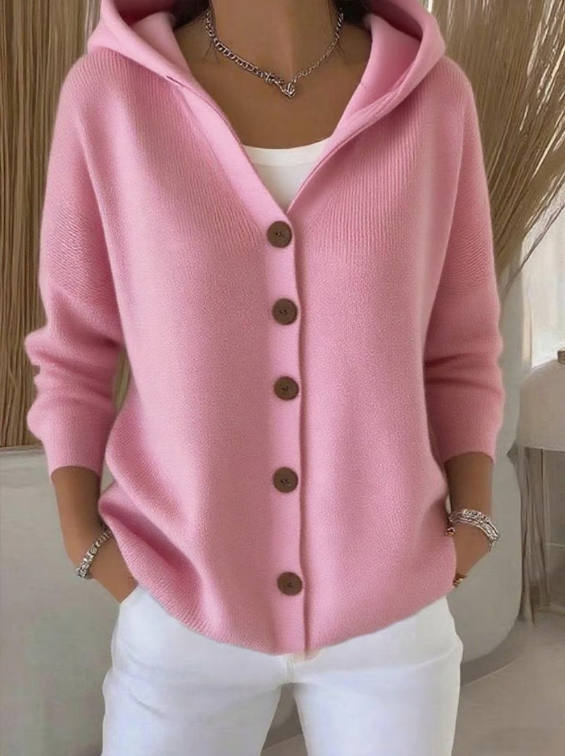 Ins Button Hooded Sweater Fashion Autumn And Winter Knitted