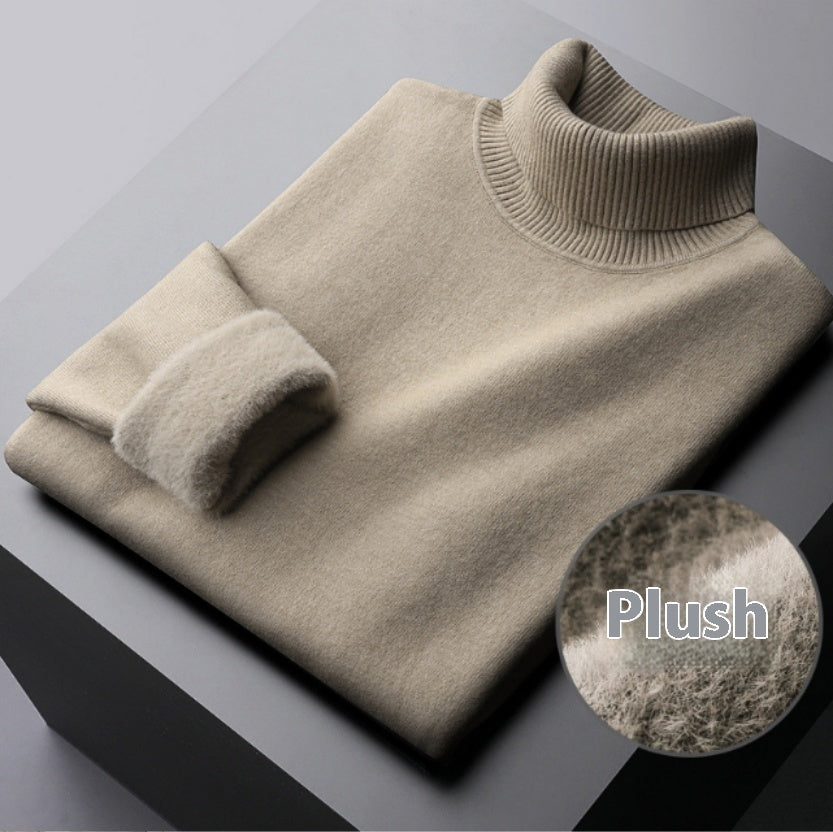 Fleece Turtle Neck Sweater Winter Warm Elegant Thick Knitted